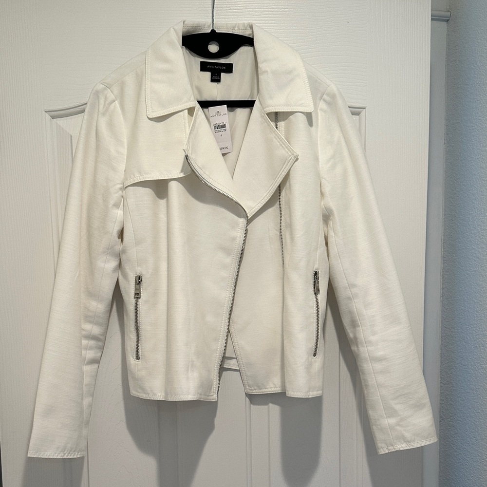 Ann Taylor Cream Leather Jacket